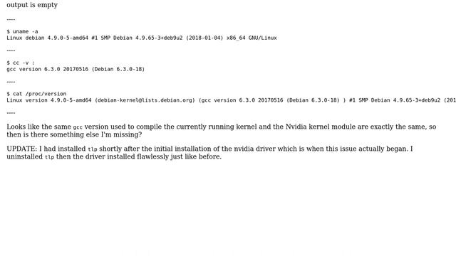 Unix & Linux: Installing NVIDIA driver 375.26 fails after kernel upgrade to 4.9.0-5-amd64 смотреть онлайн