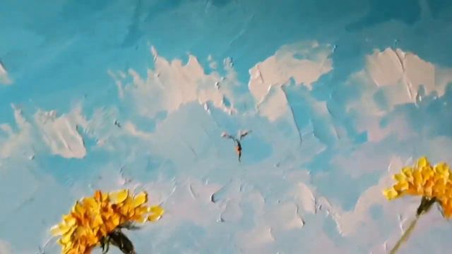 Dandelions painting,12x12in.Oil painting on panel, original artwork by Inna Bebrisa. смотреть онлайн