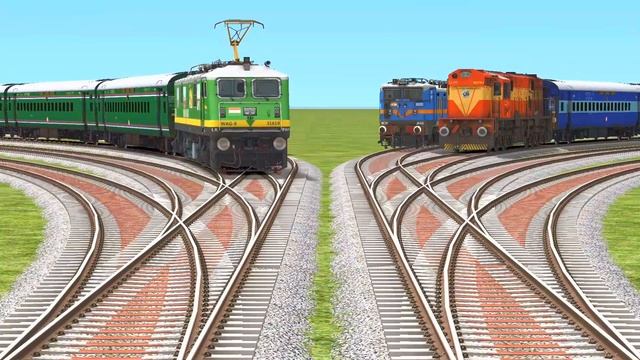 8 LINE TRAINS CROSSING ON BRANCHED FORKED RAILROAD CROSSING?train animation | train simulator game смотреть онлайн