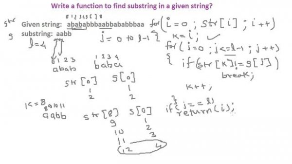C Program to find substring in a string