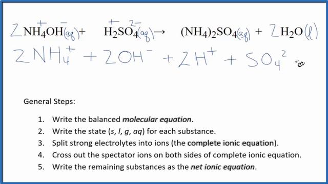 How to Write the Net Ionic Equation for NH4OH + H2SO4 = (NH4)2SO4 + H2O смотреть онлайн