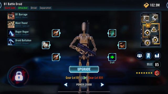 B1 Battle Droid Achieving Gear XIII SWGOH смотреть онлайн
