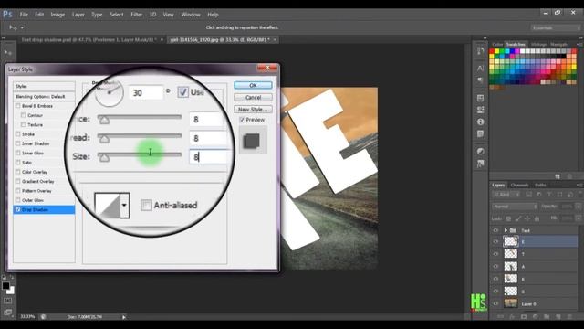 Text Drop Shadow in Adobe Photoshop смотреть онлайн