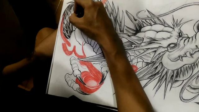 Sketching on a fullchest dragon tattoo design смотреть онлайн