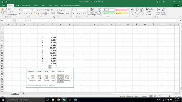 Accumulated count and Percentage of total - excel 2016 - video 69 смотреть онлайн