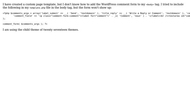 Wordpress: Comment form on custom page template смотреть онлайн