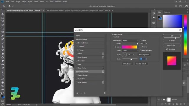 Gradient Statue Abstract Poster - Tutorial Photoshop CC 2019