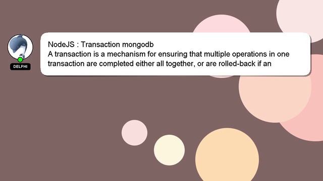 NodeJS : Transaction mongodb смотреть онлайн