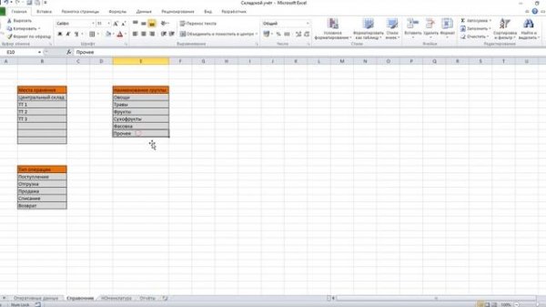 Таблица для ведения склада в Microsoft Excel 2010 своими руками