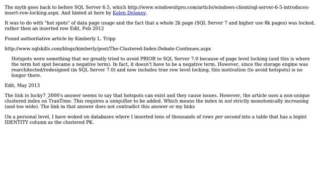 Is 'Avoid creating a clustered index based on an incrementing key' a myth from SQL Server 2000... смотреть онлайн