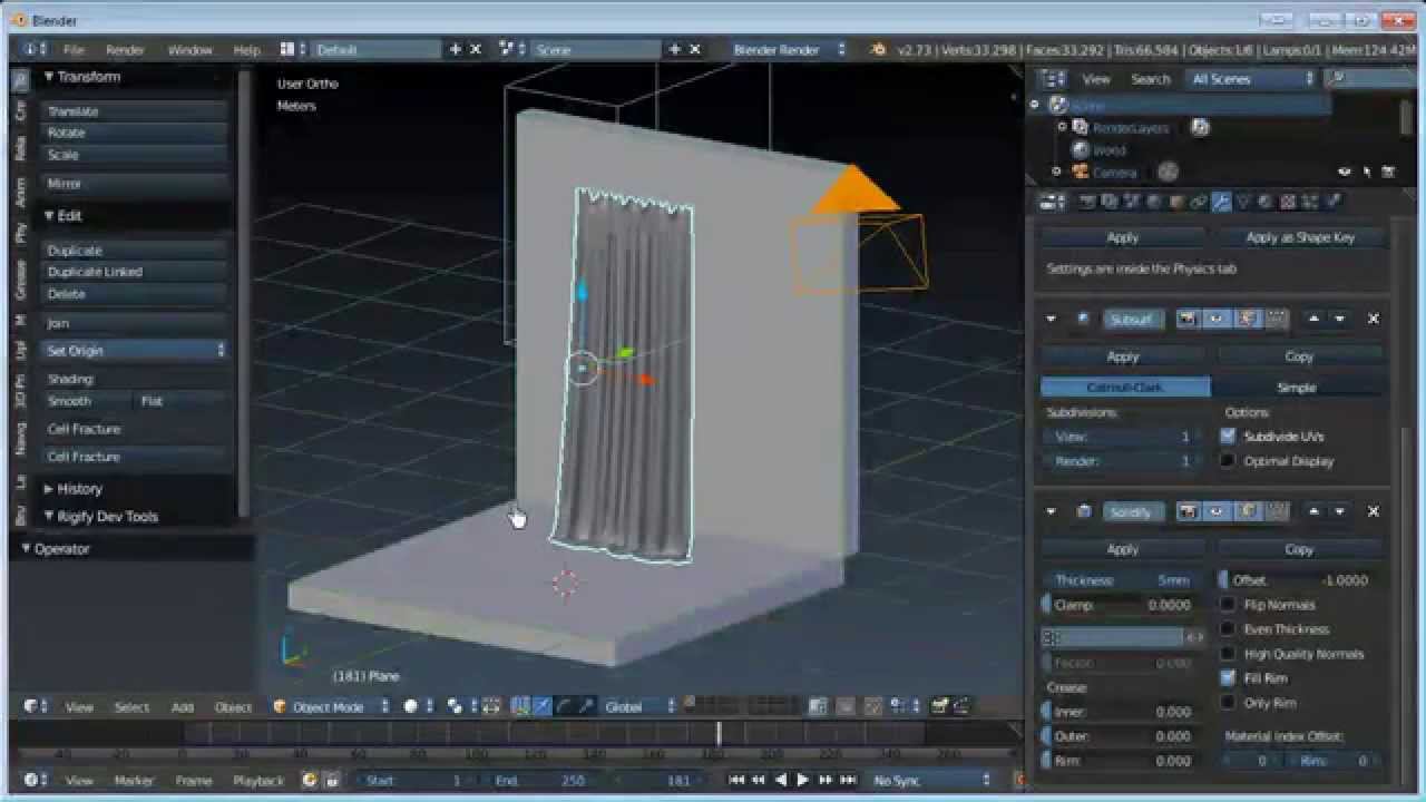 Создание шторы | Симуляция ткани в Blender3d | Анимация ткани в Blender3d