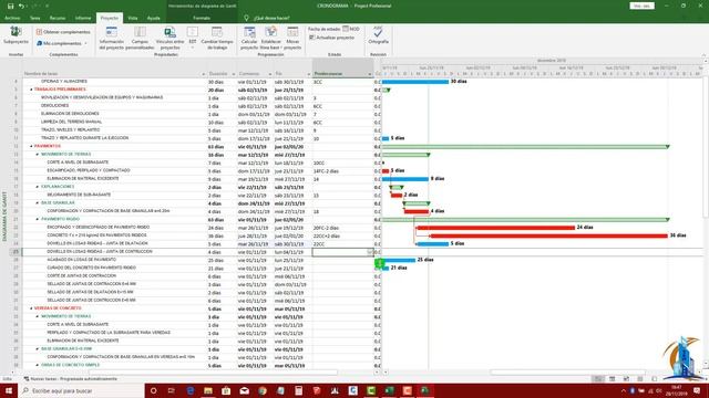 CRONOGRAMA DE AVANCE FÍSICO DE OBRA (GANTT) - PROJECT 2019. смотреть онлайн