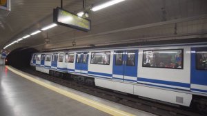 Spain, Madrid, metro night ride from La Latina to Puerta de Toledo
