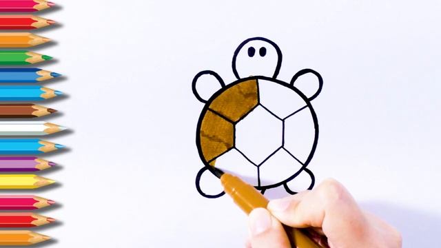 Раскраска для детей ЖИВОТНЫЕ - ЧЕРЕПАХА. Как нарисовать ЧЕРЕПАХУ. Мультик - раскраска. УЧИМ ЦВЕТА смотреть онлайн