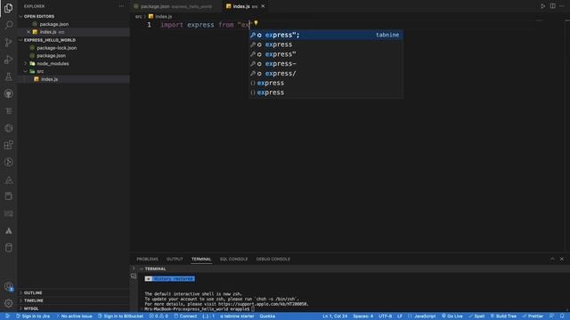 Express.js Hello World смотреть онлайн