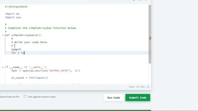 Simple Array Sum using Python 3. смотреть онлайн