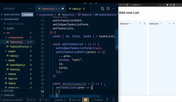 Build a tasks board | React | LocalStorage: Deleting a Tasks List смотреть онлайн