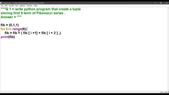 Write python that create a tuple storing first 9 term of Fibonacci series. смотреть онлайн