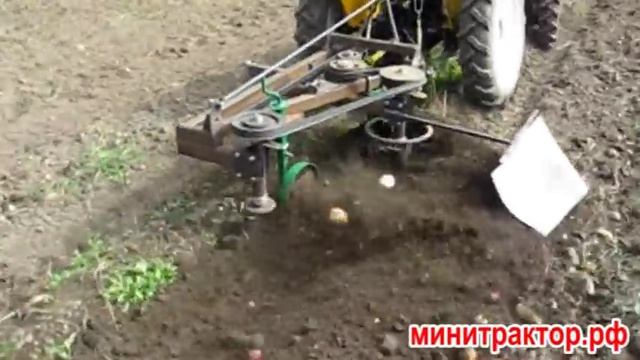 Роторный плуг-картофелекопатель для минитрактора. Уборка картофеля смотреть онлайн