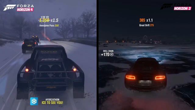 Forza Horizon 4 vs Forza Horizon 3 Split Screen Comparison . смотреть онлайн