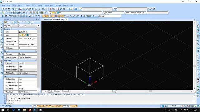 nanoCAD isometric drawing + make it 2d (flat on xy plane) смотреть онлайн