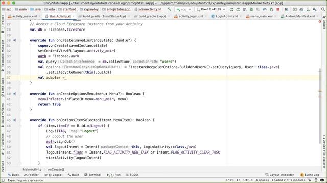 Show Users with the Firestore RecyclerView - Kotlin Android app using Firebase: EmojiStatus Ep 4 смотреть онлайн