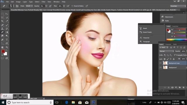 Photoshop face Makeup/ Photoshop CC Tutorial: How to retouching Skin & make makeup Easily смотреть онлайн