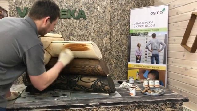 Покраска сруба цветным маслом OSMO (Германия). смотреть онлайн
