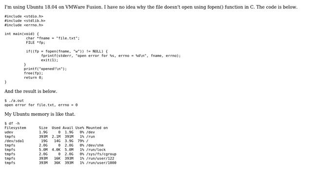 Ubuntu: File doesn't open using fopen() function in C смотреть онлайн
