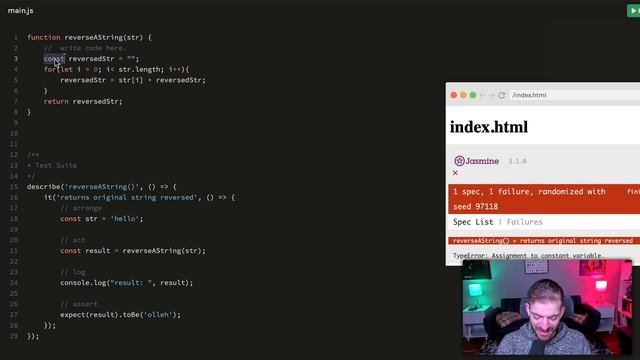 Reverse a String in JavaScript - Scrimba 24 Days of #JavaScriptmas Challenge смотреть онлайн