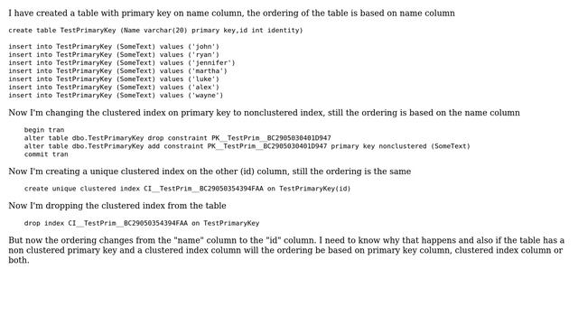 Databases: Ordering of table is based on Clustered index or non clustered primary key? смотреть онлайн