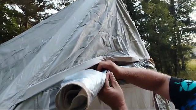 купили надувную палатку, пробуем поставить смотреть онлайн