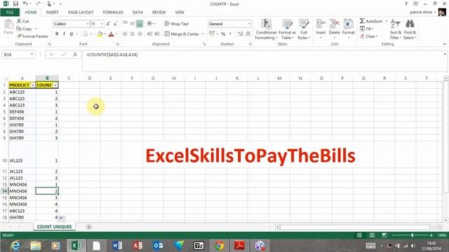 Excel Tutorial - Count the Number of Unique Cell Values смотреть онлайн