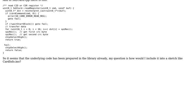 Arduino: read CID of SD card with SD.h library смотреть онлайн