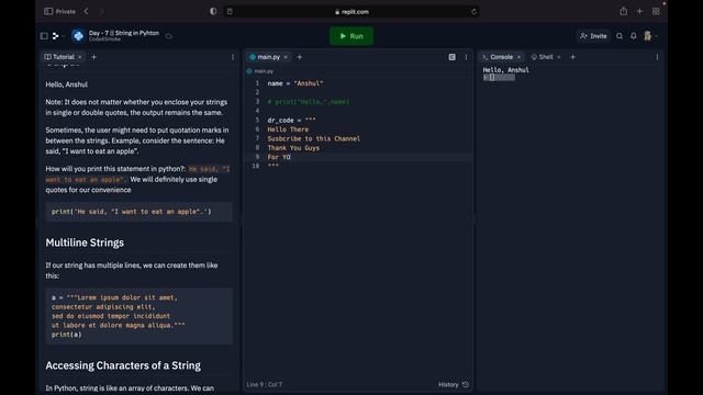 Day - 7 || Strings in Python Programming смотреть онлайн
