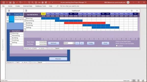 Microsoft Access Project Management Template, Gantt Chart, Scheduling, Free Download