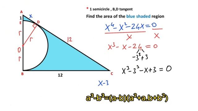 Quiet Tutorial: How to Find the Area Between the Triangle and the Semi-Circle | Geometry | Math смотреть онлайн