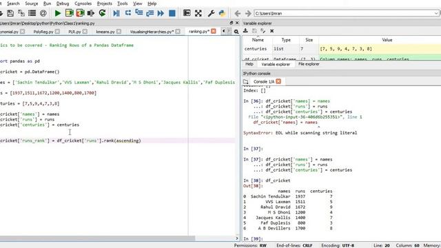 Ranking Rows of a Pandas Dataset смотреть онлайн