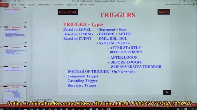 OracleTutorial || onlinetraining|| pl/sql ||Types of Triggers Part-1 by Basha смотреть онлайн