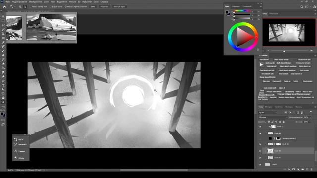| Forest | Grayscale environment sketch painting process смотреть онлайн