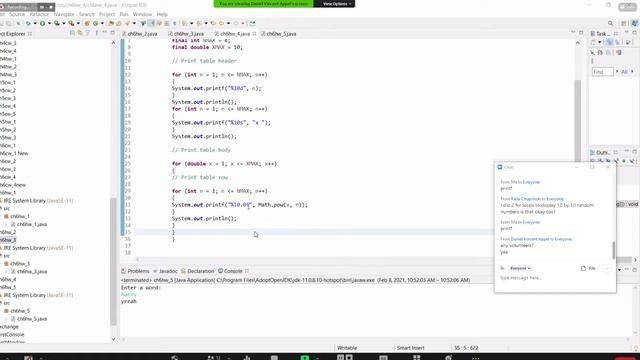 Java programming - use double for loop to create a of 1 to 10 , first power to fourth power смотреть онлайн