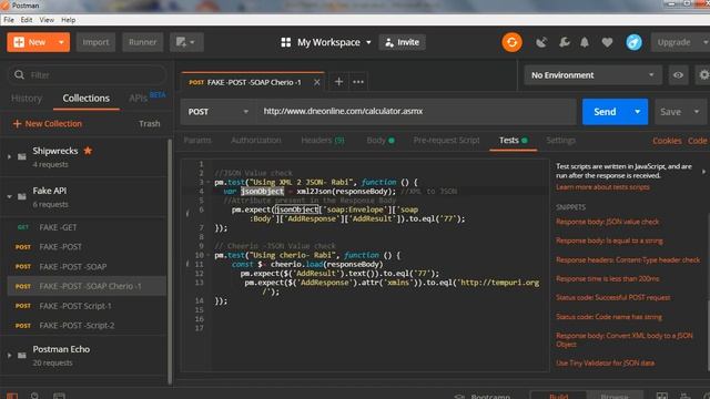 POSTMAN SOAP Test Cherio Script смотреть онлайн
