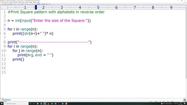 10. Square pattern with alphabets in reverse order смотреть онлайн