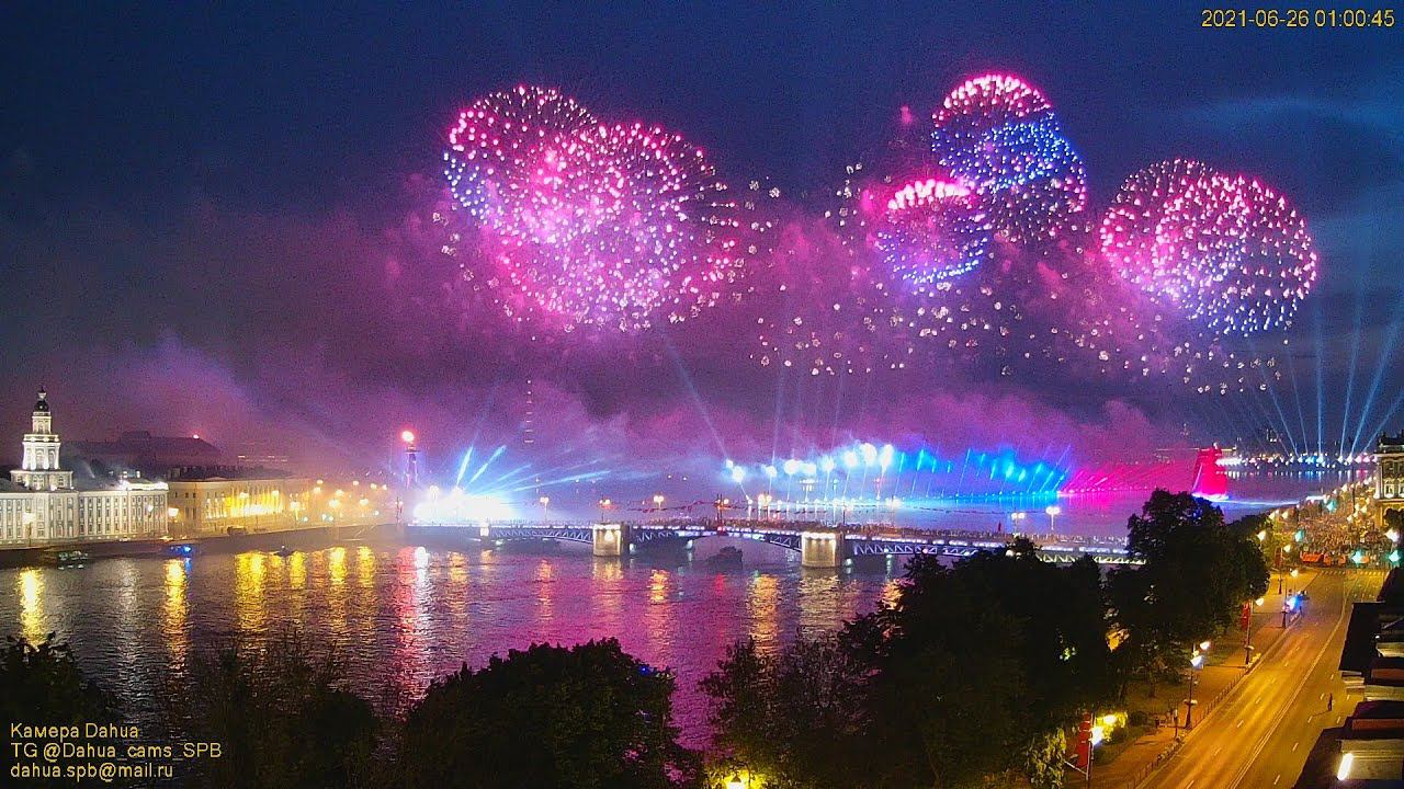 Алые паруса 2021 салют Санкт-Петербург водно-пиротехническое шоу фейерверк на Неве Sacarlet sails смотреть онлайн