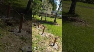 монтаж забора на участке с оврагом.  профлист, штакетник, калитка, откатные ворота.