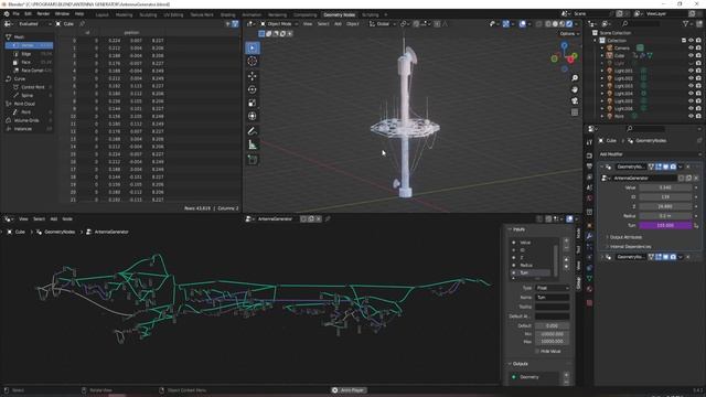 Blender Procedural Antenna Generator Geometry Nodes смотреть онлайн