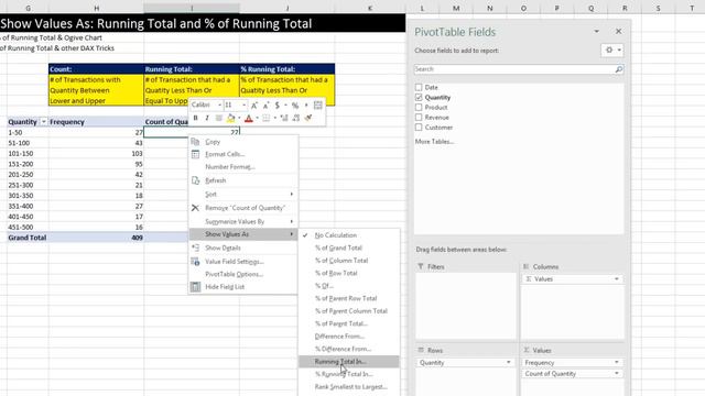 Excel Magic Trick 1396: PivotTable Show Values As: Running Total and % of Running Total (2 Examples смотреть онлайн