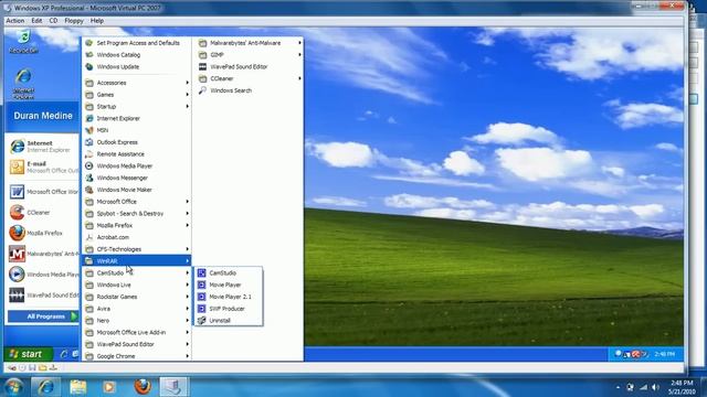 Windows XP Professional (SP3) in Microsoft Virtual PC 2007 смотреть онлайн