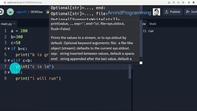 if elif ... else In Python смотреть онлайн