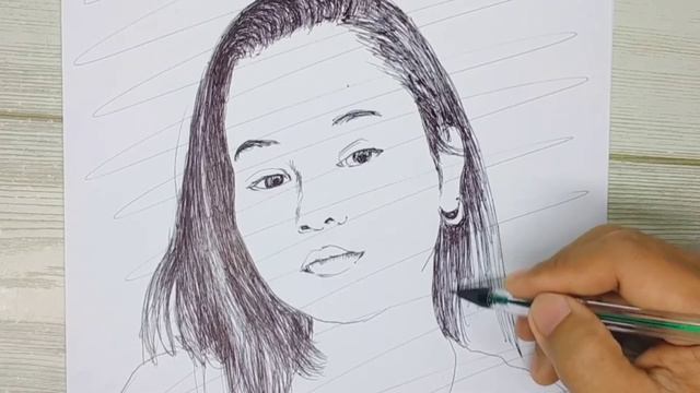 DRAWING AND SHADING: MONA ALAWI PORTRAIT || BALLPOINT PEN DRAWING смотреть онлайн